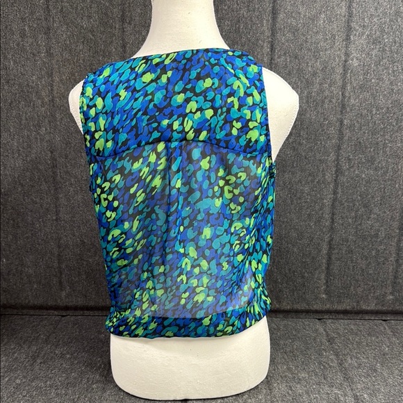 Bebe Blue and Green Sleeveless Tie-Front Tank Top - Picture 3 of 3